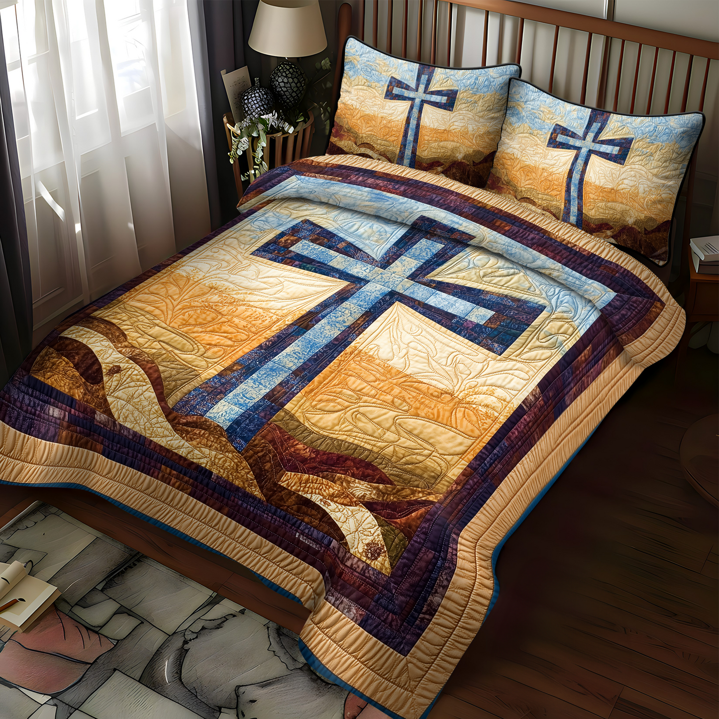 Sacred Reflection 3-Piece Quilted Bedding Set NCU0DK1986