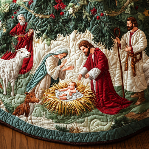 Sacred Scene Christmas Quilted Tree Skirt NCU0VH305