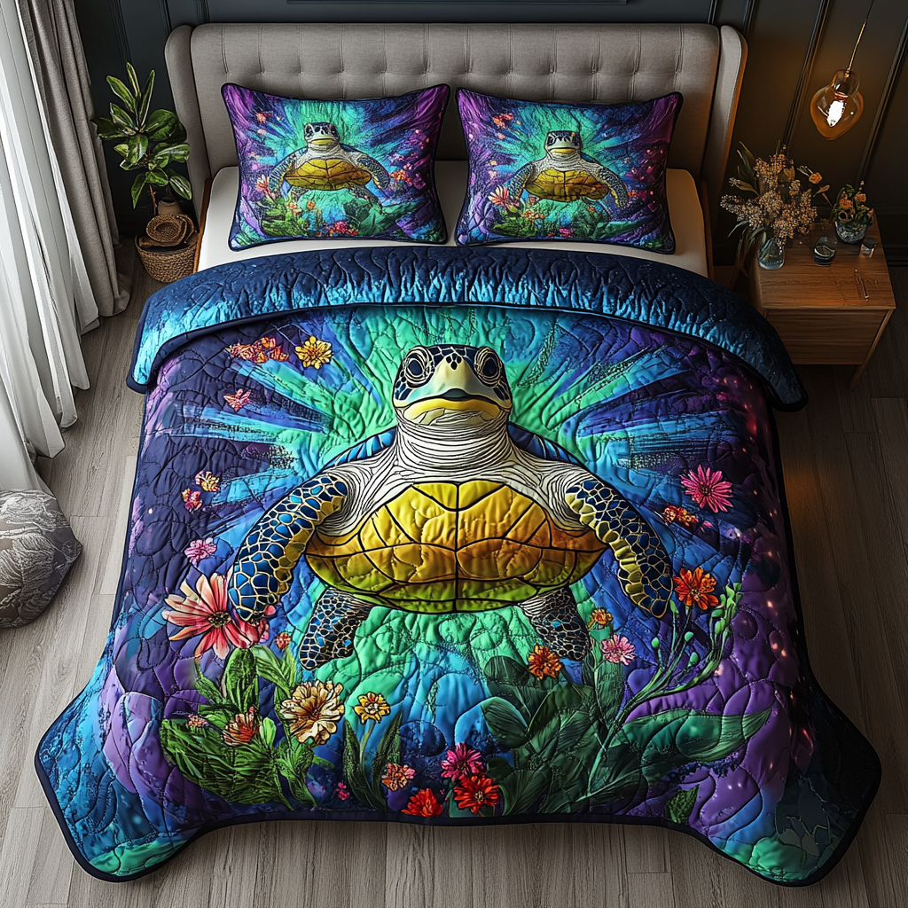 Sacred Shell 3-Piece Quilted Bedding Set NCU0DV3475