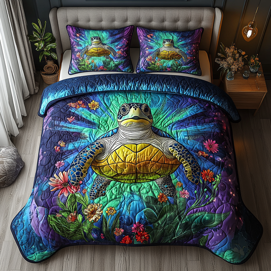 Sacred Shell 3-Piece Quilted Bedding Set NCU0DV3475