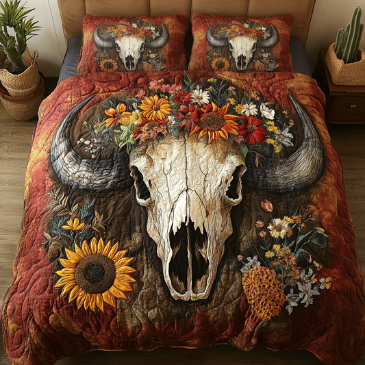 Sacred Skull 3-Piece Quilted Bedding Set NCU0VH1703