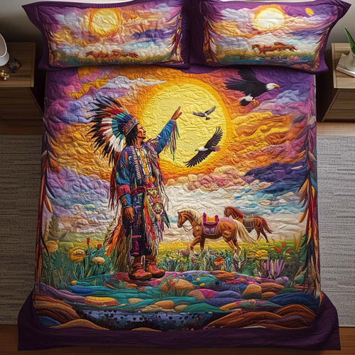 Sacred Stallion 3-Piece Quilted Bedding Set NCU0NT7645