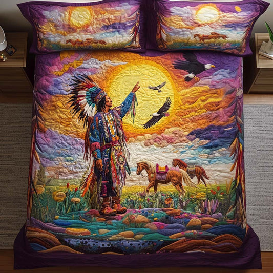 Sacred Stallion 3-Piece Quilted Bedding Set NCU0NT7645