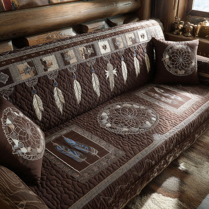 Sacred Thread Circle Quilted Sofa Cover NCU0PT11203