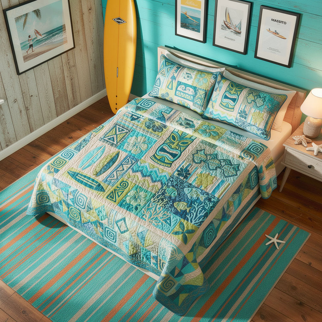 Sacred Tiki Grove 3-Piece Quilted Bedding Set NCU0PT11704