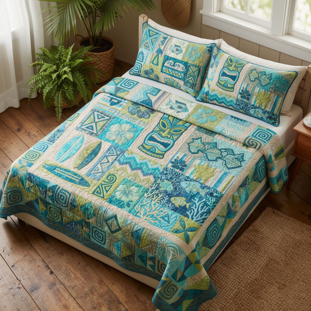 Sacred Tiki Grove 3-Piece Quilted Bedding Set NCU0PT11704