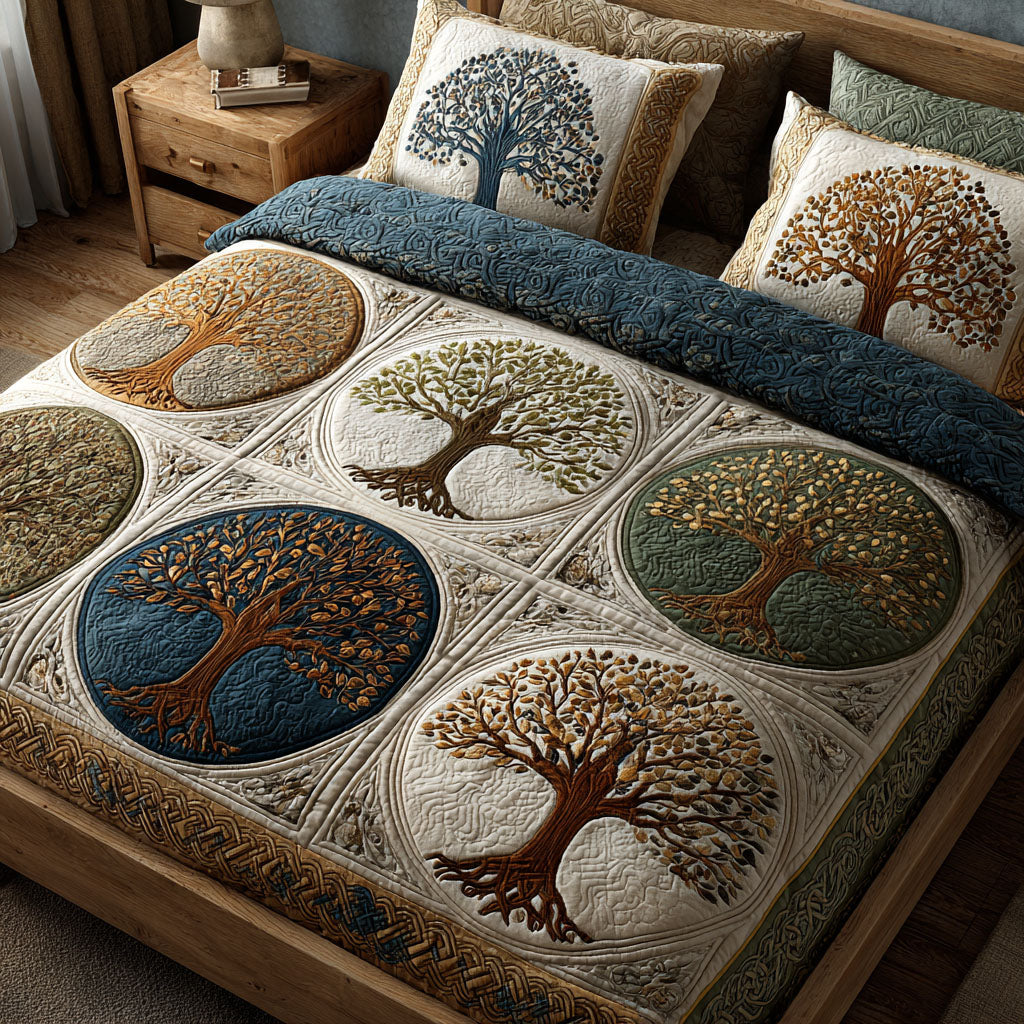 Sacred Tree 3-Piece Quilted Bedding Set NCU0DK11917