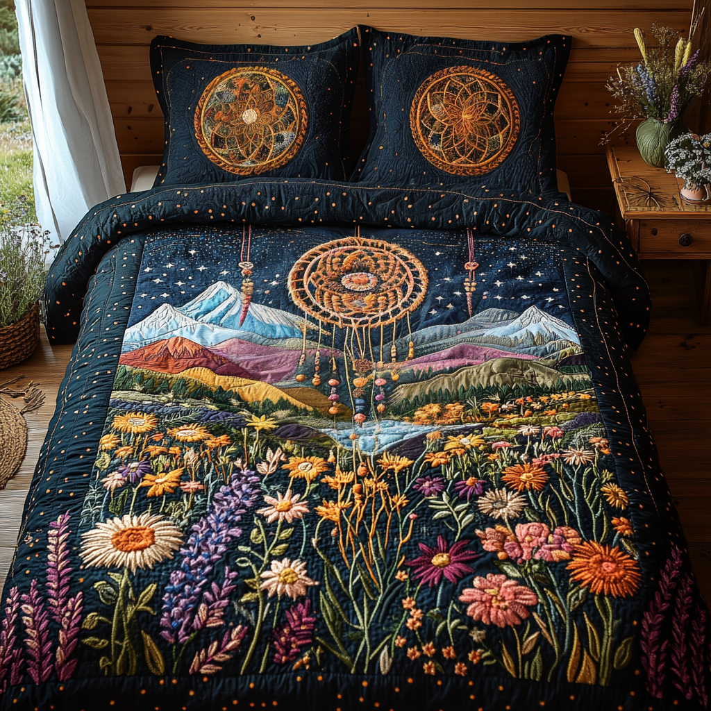 Sacred Web 3-Piece Quilted Bedding Set NCU0DV3437