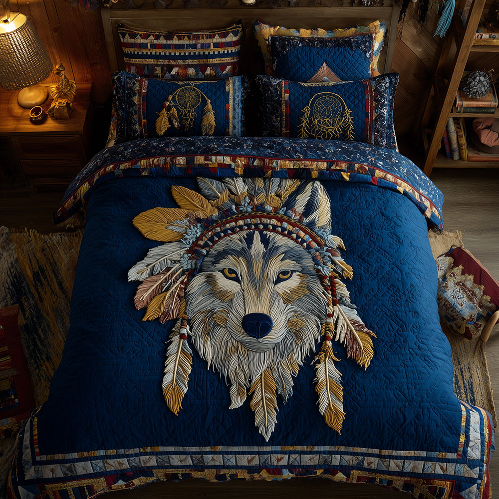 Sacred Wolf Dreams 3-Piece Quilted Bedding Set NCU0TH3624
