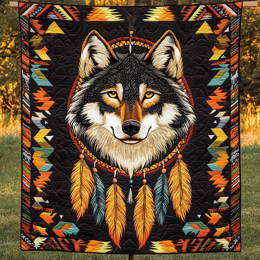 Sacred Wolf Path Quilted Blanket NCU0DK1637