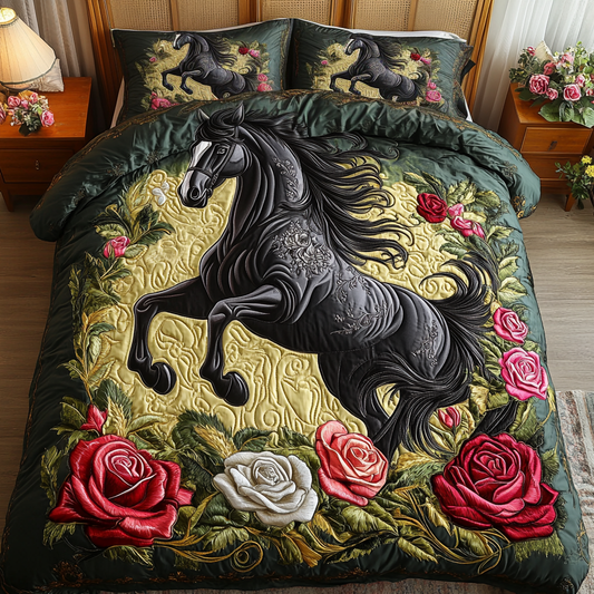 Saddle Bloom 3-Piece Quilted Bedding Set NCU0VH5819