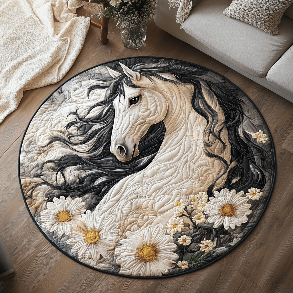 Saddle Bloom Quilted Round Mat NCU0VH5823