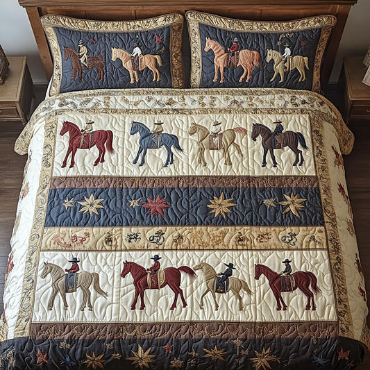 Saddle Grace 3-Piece Quilted Bedding Set NCU0VH2261