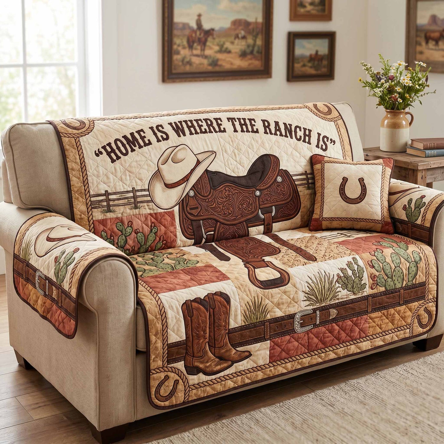 Saddle Home Quilted Sofa Cover NCU0XD2847