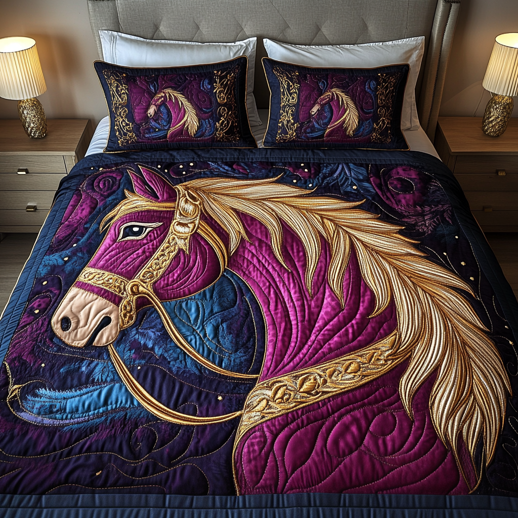 Saddle Splendor 3-Piece Quilted Bedding Set NCU0VH1963