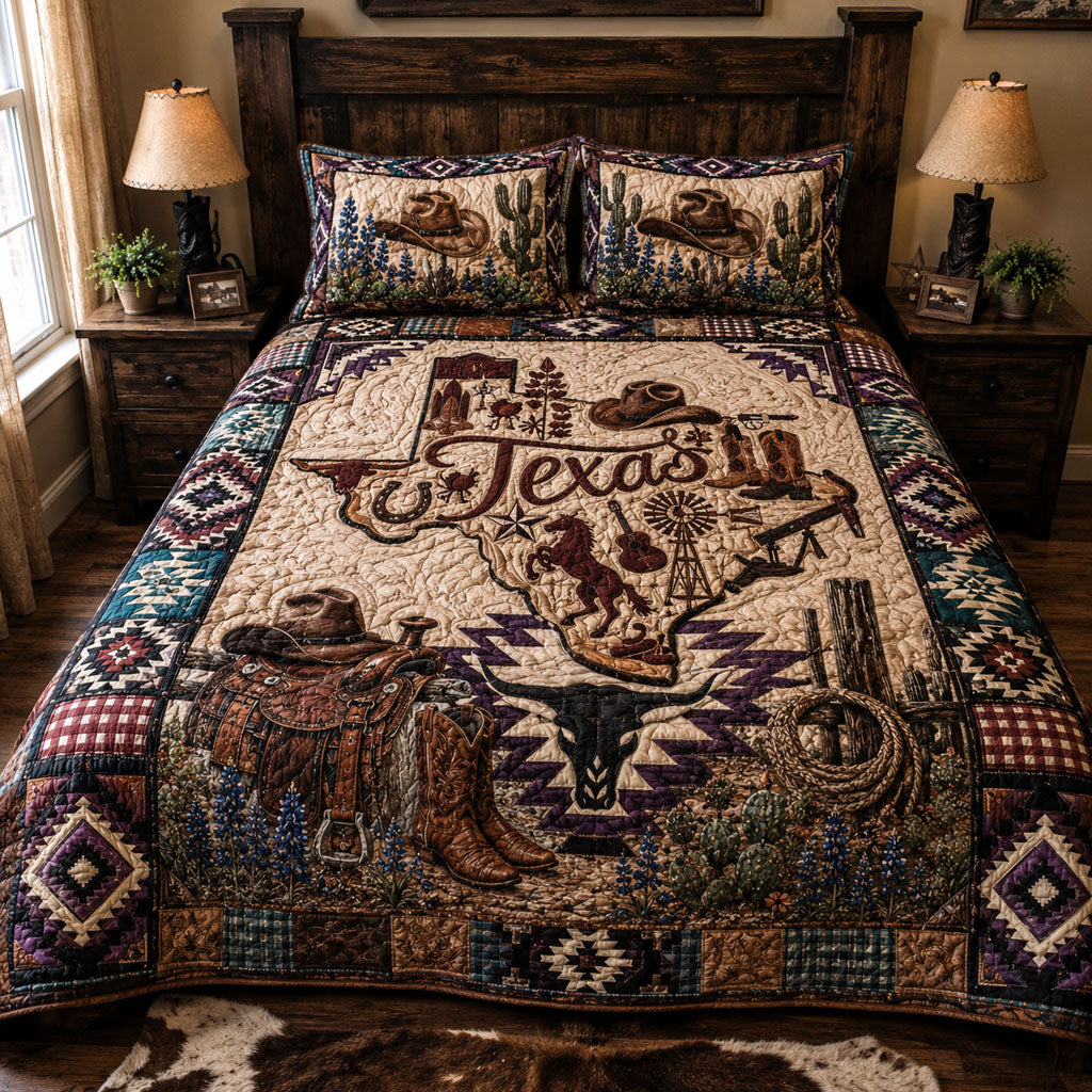 Saddle Up Texas 3-Piece Quilted Bedding Set NCU0PT11744