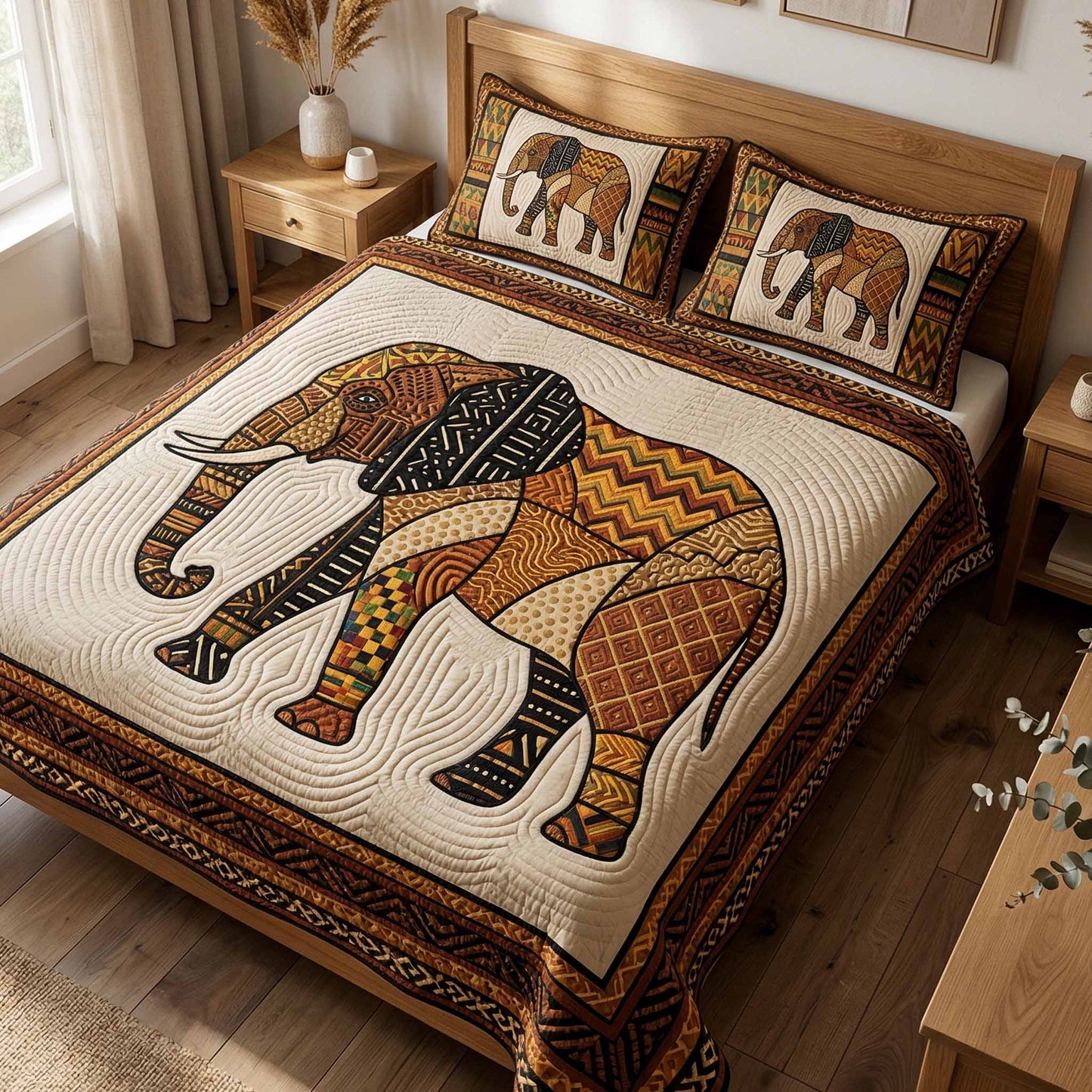 Safari Patch 3-Piece Quilted Bedding Set NCU0XD2726