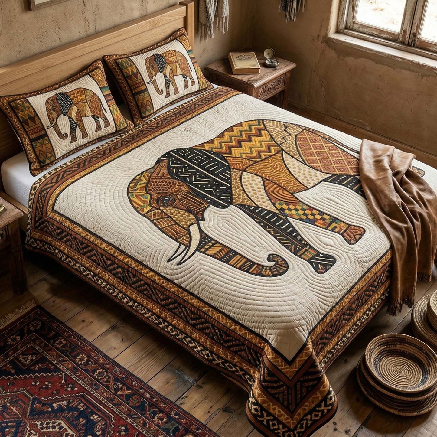 Safari Patch 3-Piece Quilted Bedding Set NCU0XD2726