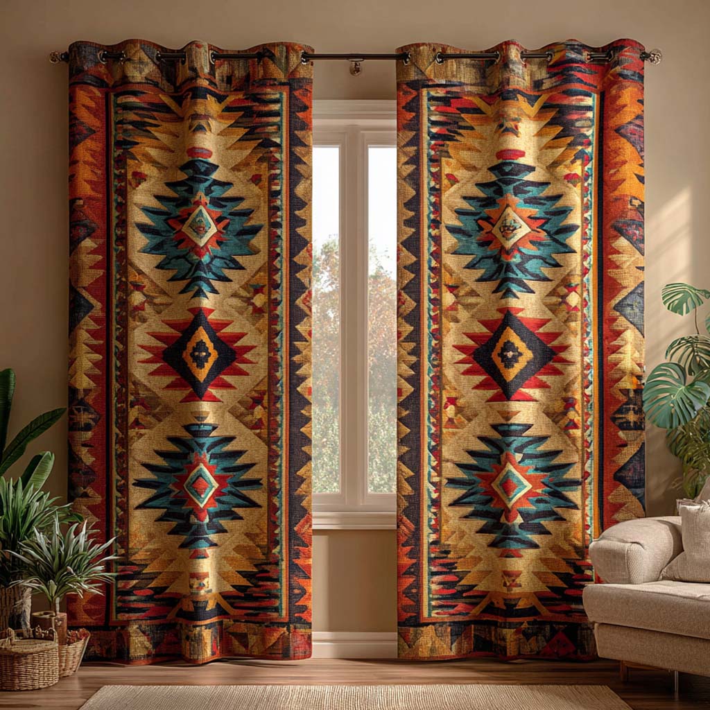 Saffron Spirit Chevron Quilted Curtains NCU0XD1876