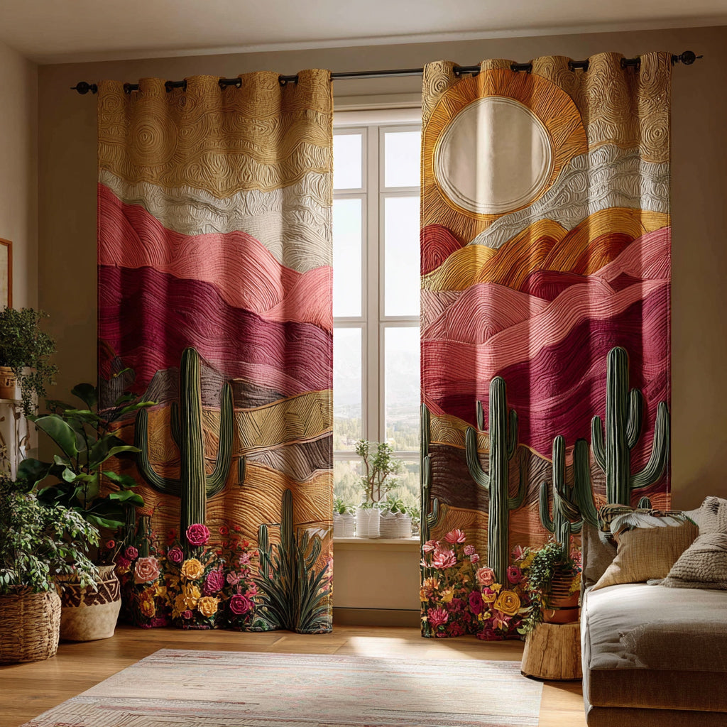 Saguaro Cactus Canyon Quilted Curtains NCU0HH1487