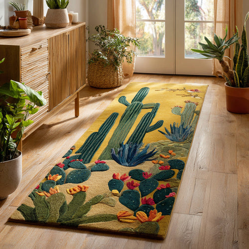 Saguaro Cactus Garden Runner Carpet NCU0HH1004