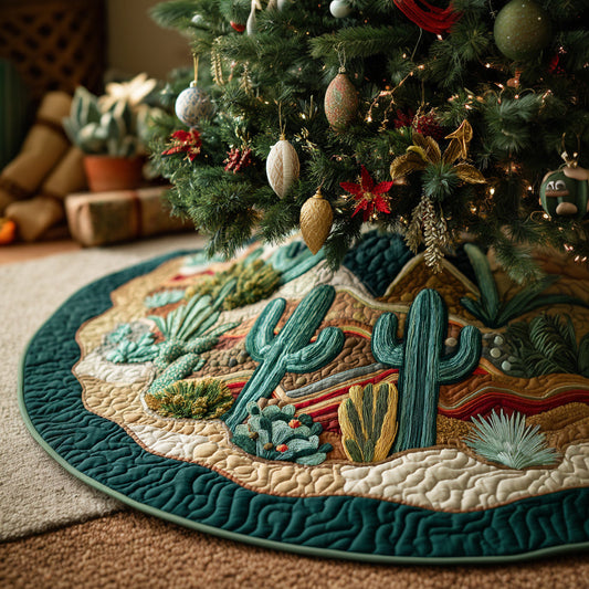 Saguaro Cactus Valley Quilted Christmas Tree Skirt NCU0HH1049