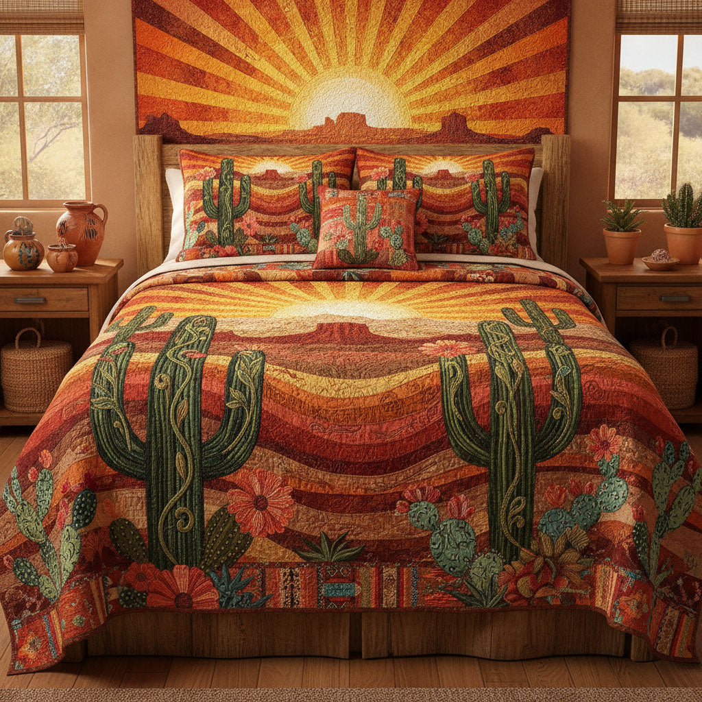 Saguaro Sunrise 3-Piece Quilted Bedding Set NCU0PT11763