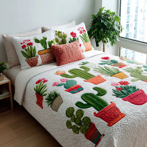 Sahara Cactus 3-Piece Quilted Bedding Set NCU0DK12214