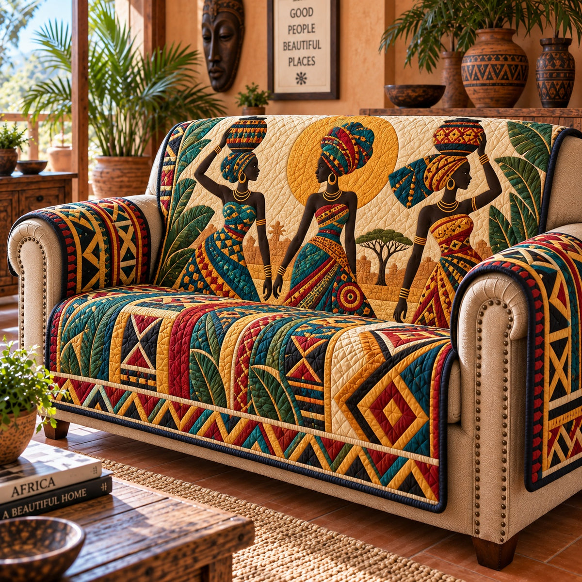Sahara Oasis Maidens Quilted Sofa Cover NCU0VL4012