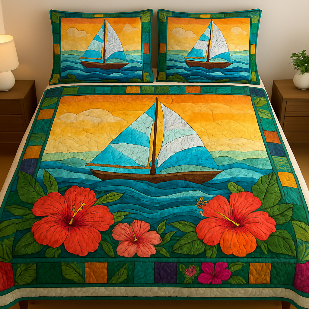 Sail Away 3-Piece Quilted Bedding Set NCU0DK6096