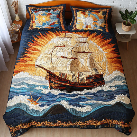 Sail Away Bliss 3-Piece Quilted Bedding Set NCU0PT3584