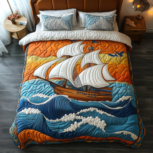 Sailboat Adventure 3-Piece Quilted Bedding Set NCU0DK7814