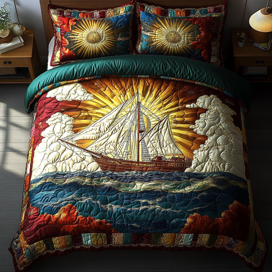 Sailboat Breeze 3-Piece Quilted Bedding Set NCU0DK7815