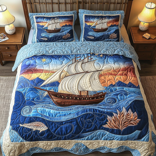 Sailboat Escape 3-Piece Quilted Bedding Set NCU0DK3992