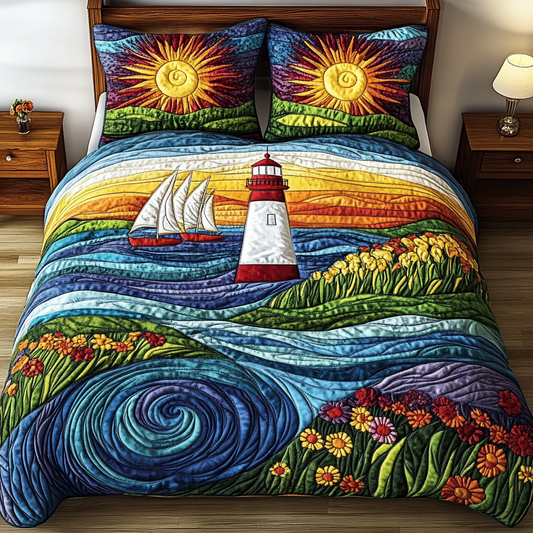 Sailing Horizons 3-Piece Quilted Bedding Set NCU0VL1362