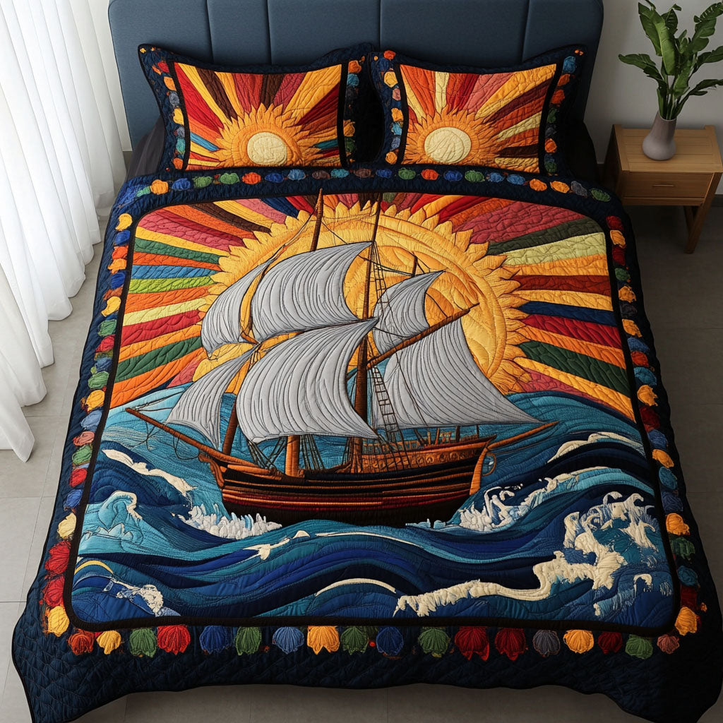 Sailing Serenity 3-Piece Quilted Bedding Set NCU0PT3585