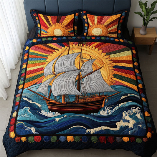 Sailing Serenity 3-Piece Quilted Bedding Set NCU0PT3585