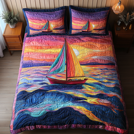 Sailing Sunset 3-Piece Quilted Bedding Set NCU0DK6093