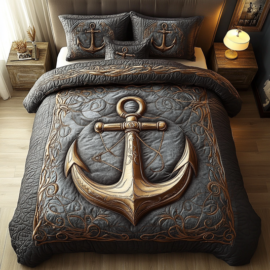 Sailor Anchor 3-Piece Quilted Bedding Set NCU0DK3984