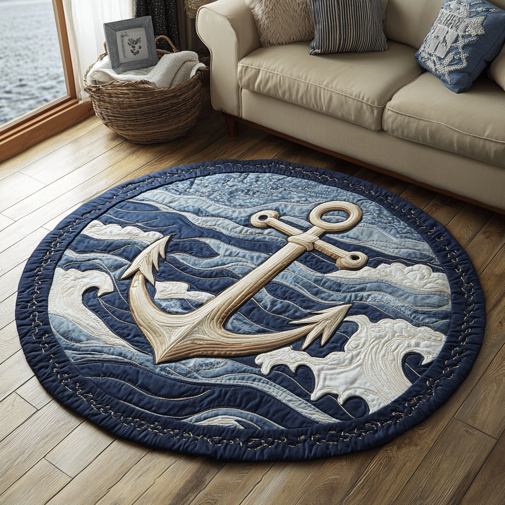 Sailor Anchor Quilted Round Mat NCU0DK5204
