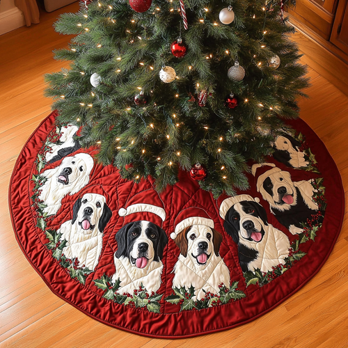 Saint Bernard Christmas Charm Christmas Quilted Tree Skirt NCU0DK1789
