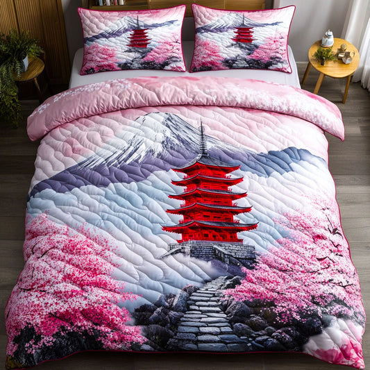 Sakura Journey 3-Piece Quilted Bedding Set NCU0NT6881