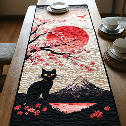 Sakura Mountain Cat Quilted Table Runner NCU0DV5936