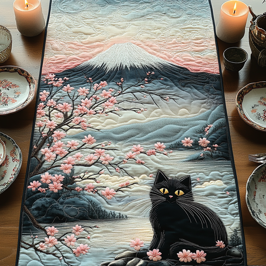 Sakura Sky Cat Quilted Table Runner NCU0DV5943