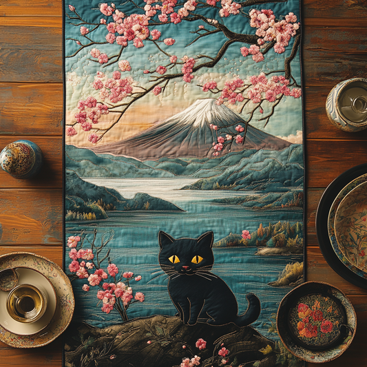 Sakura Spirit Cat Quilted Table Runner NCU0DV5938
