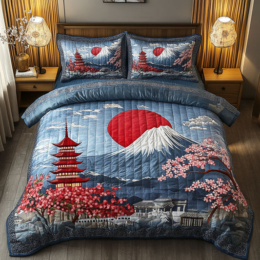 Sakura View 3-Piece Quilted Bedding Set NCU0NT6568