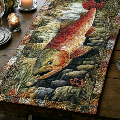 Salmon Charm Quilted Table Runner NCU0DV3955