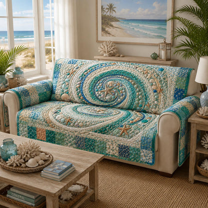 Saltwater Blooms Quilted Sofa Cover NCU0DV9818