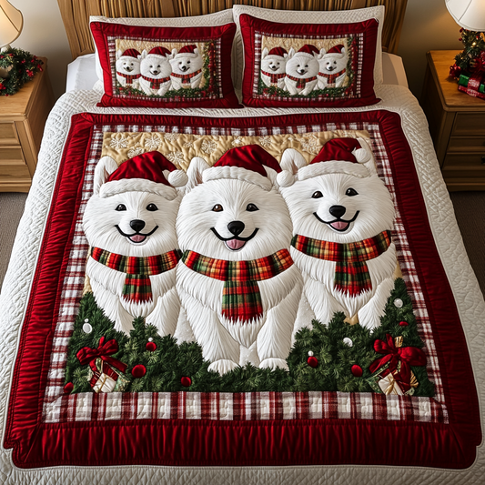 Samoyed Wonder 3-Piece Quilted Bedding Set NCU0VH1289