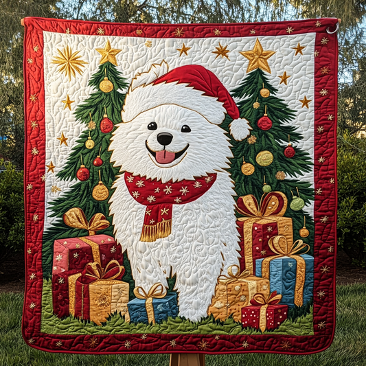 Samoyed Xmas Joy Quilted Blanket NCU0DK1971